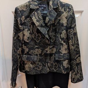 Evan Picone Black and Gold Floral Women's Jacket